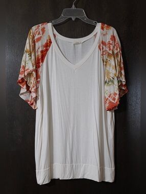 💢4For$20 E.Luna V-Neck Short Sleeve Blouse Tie-Dye Flutter Sleeves Size 2XL
